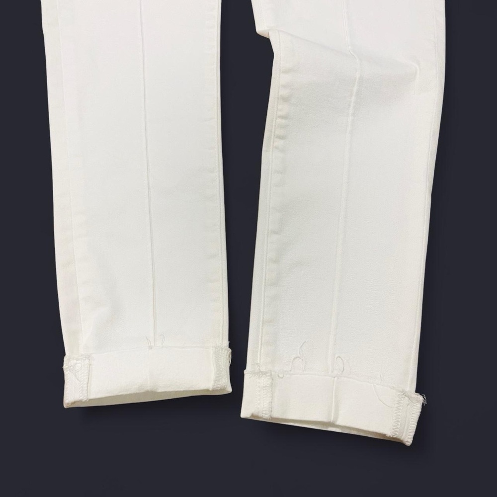 White Cuffed Ankle Straight Leg Creased Middle Jeans 6R - Picture 2 of 6